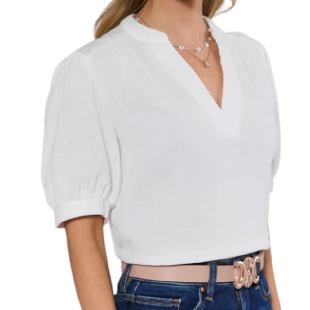 Tammy White Puff Sleeve Top Women's Size XS New w/Tag - Picture 3 of 4